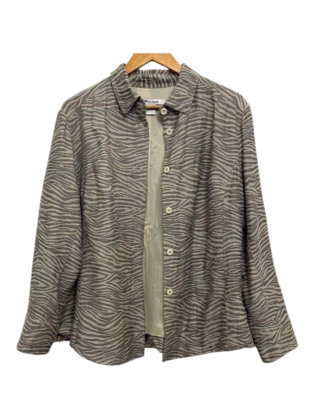 NYGARD collection linen and rayon blend blazer zebra prints plus size 16